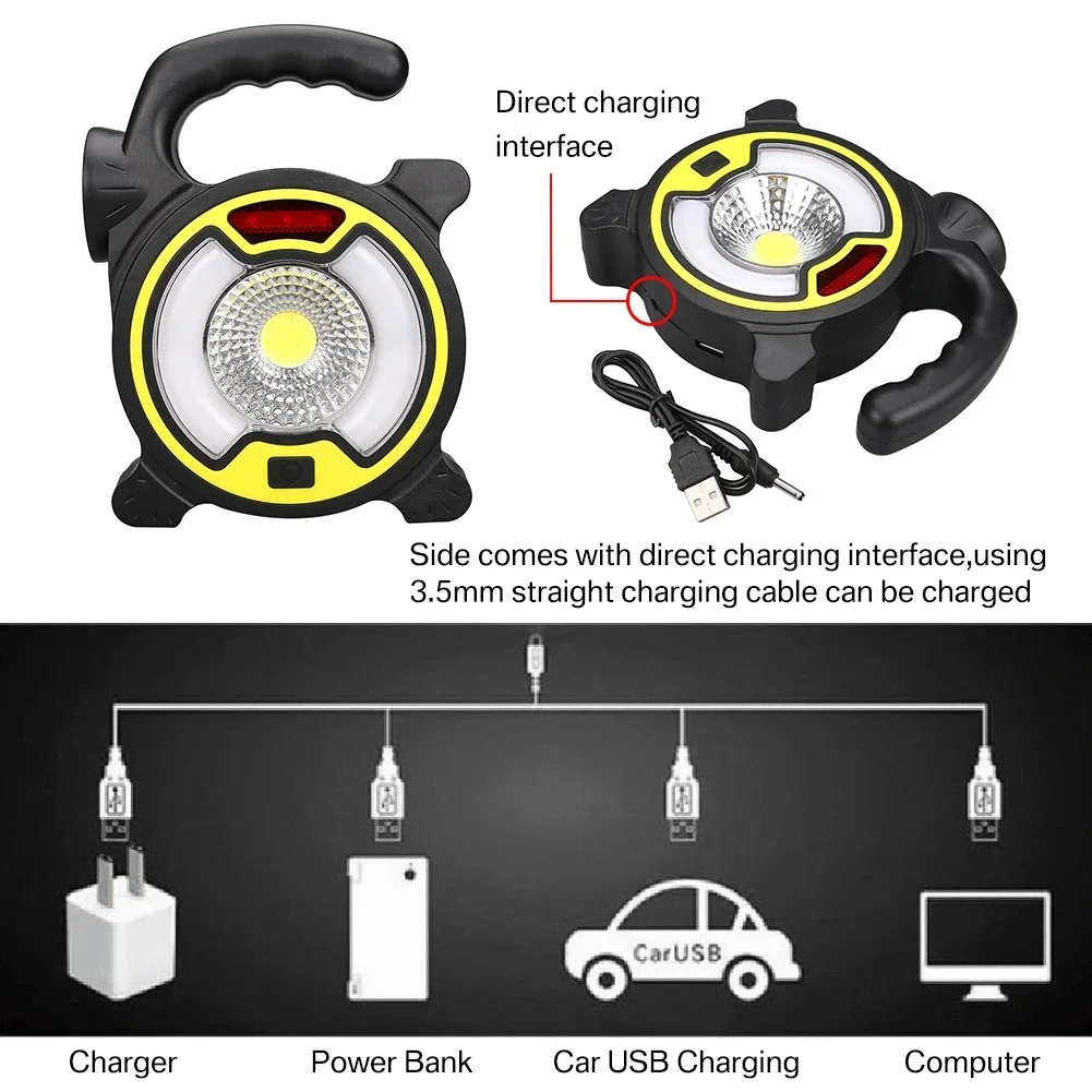 Tragbare Solar lampe Taschenlampe Cob Licht LED Arbeits licht Hand laterne Taschenlampe Outdoor Zelt Camping Lichter mit Griff