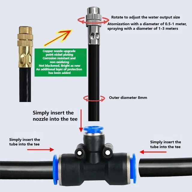 10-meter Universal Watering Atomizer Nozzle With Automatic Irrigation And Adjustable Quick Plug Sprinkler System For Cooling 4