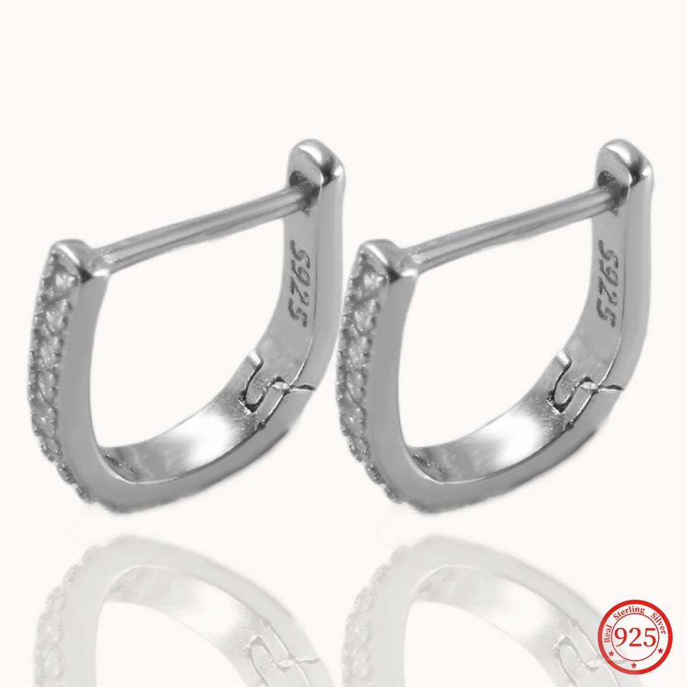 

100% 925 Sterling Silver Hoop Earrings for Women Large Small Luxury Zircon Geometric Female Birthday Party Fine Jewelry Gifts