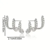 2pcs Elegant Rhinestone Three-Claw Earrings for Women Luxurious & Cute Design Earring Party Jewelry Gifts