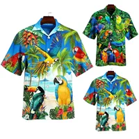 2022 Summer Hawaiian Shirt Vivid T-shirt Retro shirt Beach Parrot Print Short Sleeve Man Camisa Vacation Casua Man T-shirt Beach