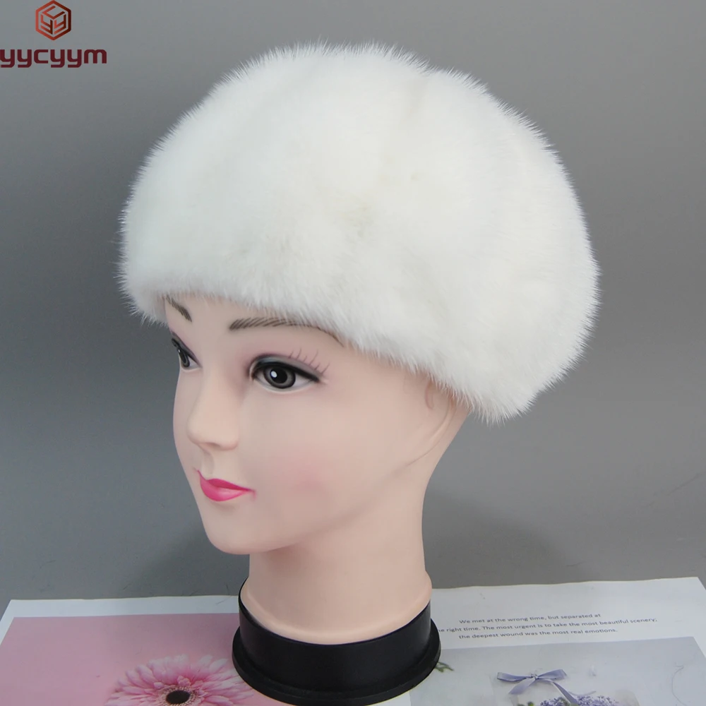 

Brand Winter Women's New Full Mink Mink Soft Beret Pumpkin Hat Fur Bud Hat Korean Fashion Outdoor Warm Women's Hat Free Shipping