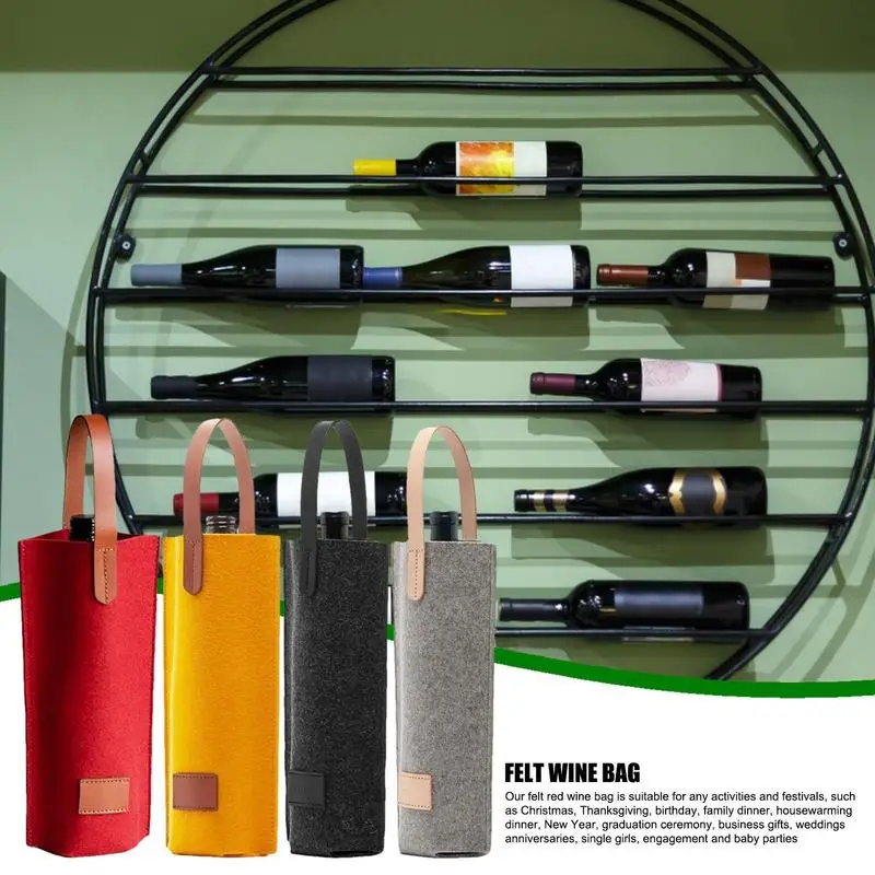 

Wine Bag Felt Wine Carrier Covers Insulated Wine Tote Bag Padded Wine Cooler Bag Champagne Pouch for Wedding Party Decoration