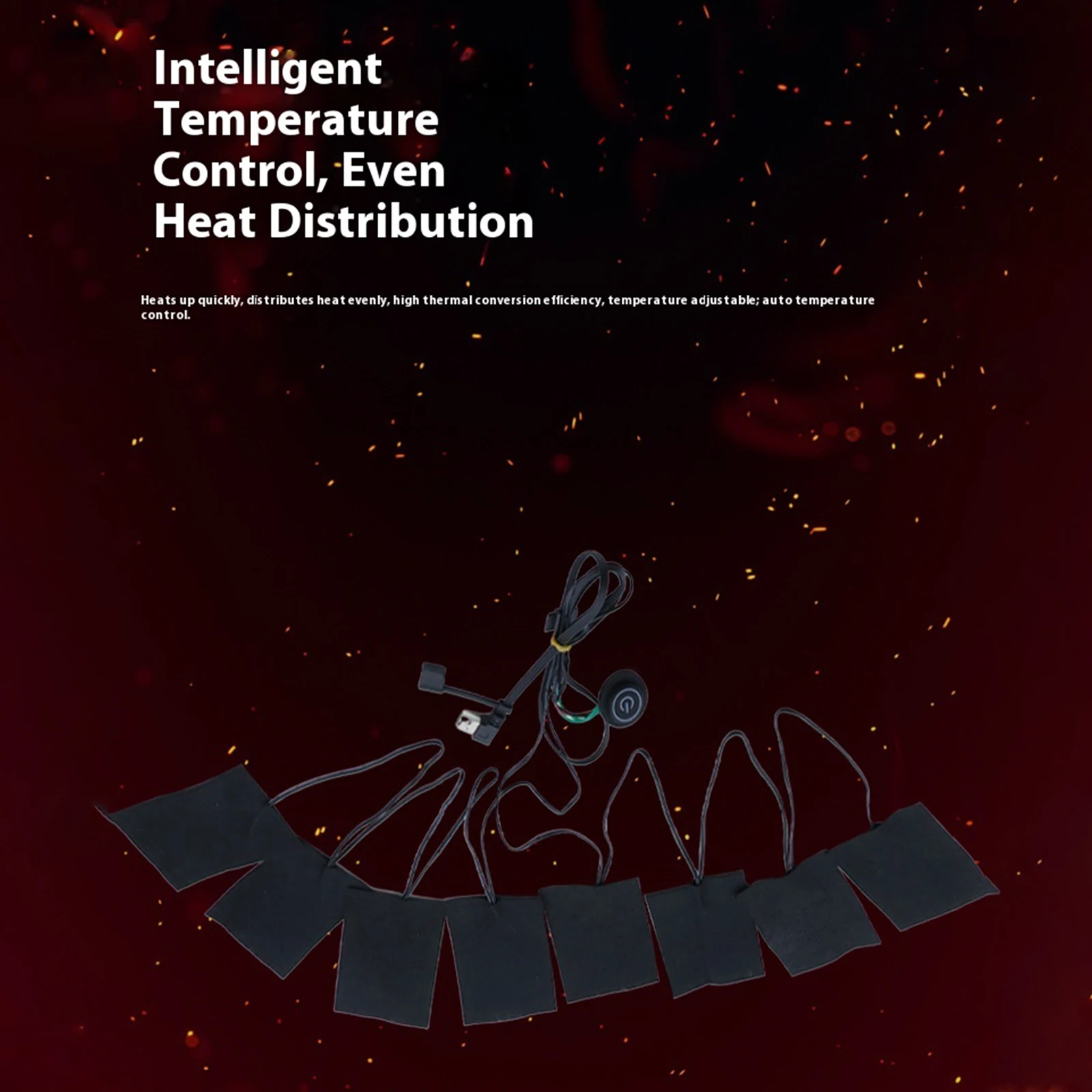 12V Winter Heated Clothing Pad 3 Levels Adjustable Washable Waterproof DIY Electric Heater Pads for Outdoor Camping Hiking