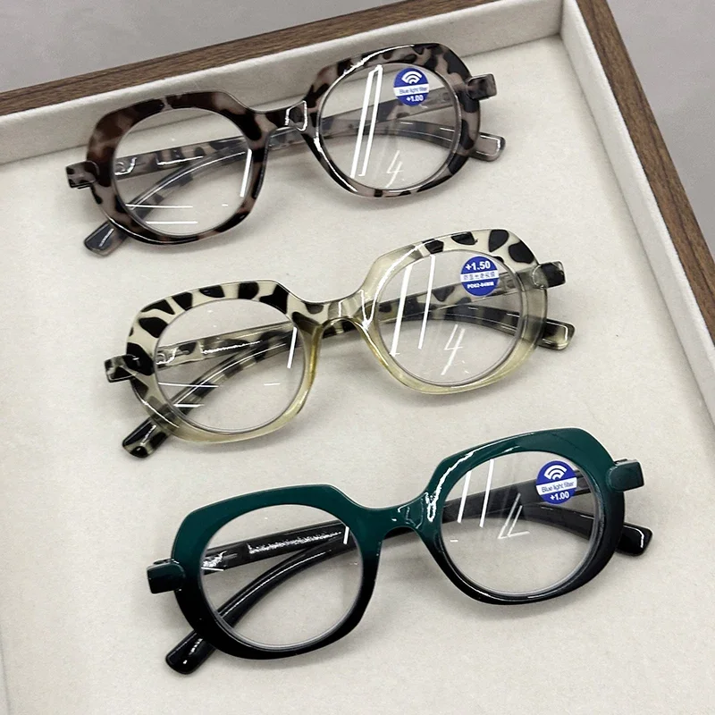 Spring Leg PC Frame Presbyopia Glasses Retro Large Oval Reading Glasses for Elderly Blocking Blue Light Presbyopia Eyeglasses 5