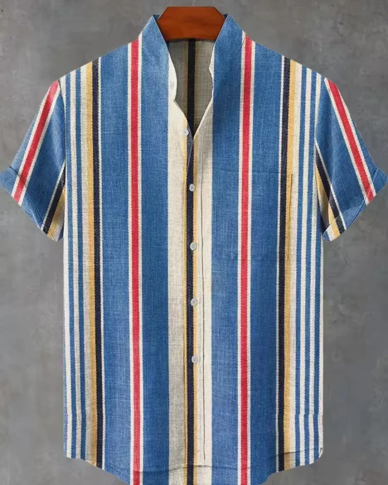 Hawaiian Casual Printed Men's Linen Shirt Short Sleeved 3D Printed Original Summer Plus Size Street Top Mens Clothing