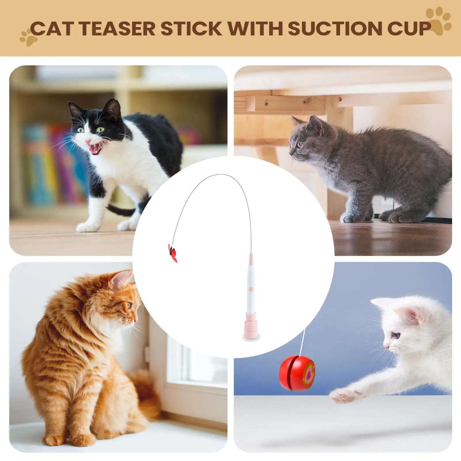 Interactive Toys For Cats Automatic Detachable Pet Teaser Stick Electric Cats Teaser Wand Toys For Small Medium Large Kitten