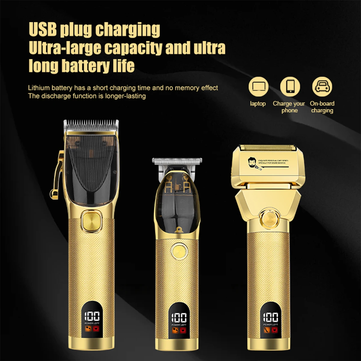 YEUKEUUAI 17 pcs Professional Men's Hair Clipper USB Rechargeable Electric Beard Trimmer Hair Clipper Set103 5