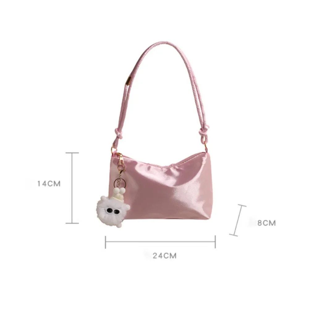 Borsa a tracolla elegante alla moda in tinta unita di alta qualità Borsa a tracolla per il tempo libero in raso di stoffa liscia sotto le ascelle - immagine 6