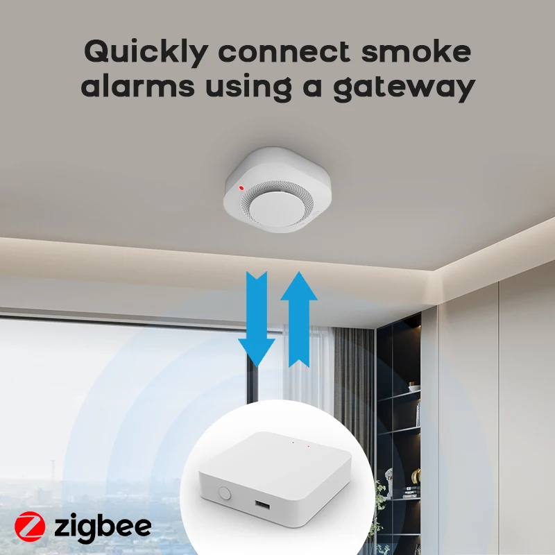 ZIGBEE Smoke Detector Home Security Smoke Sensor Fire Alarm with SmartLife Tuya Compatibility
