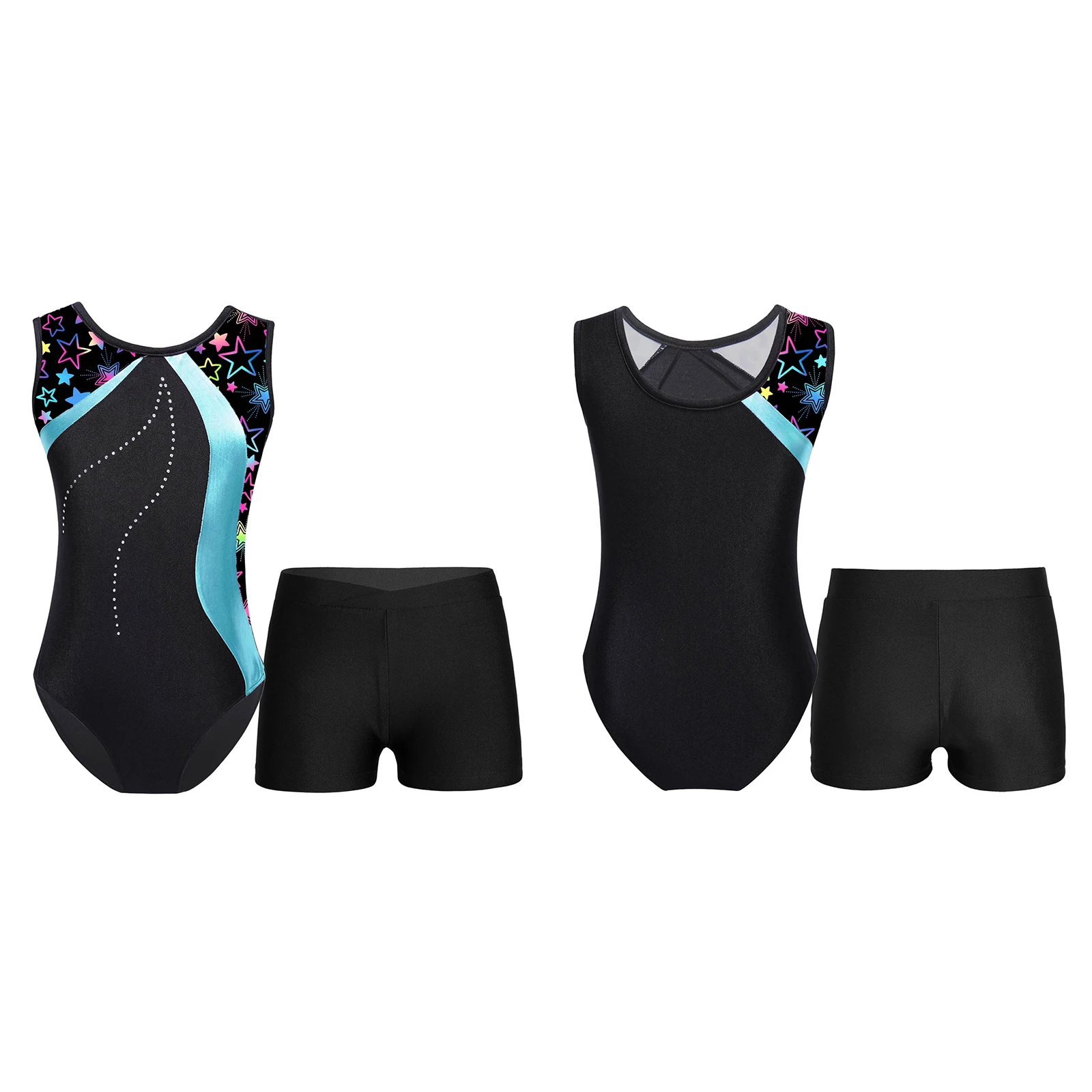Children Girls Sleeveless Ballet Practice Dance Wear Gymnastics Leotard Jumpsuit with Shorts Modern Dance Costume children dance leotards gymnastics dancewear sets