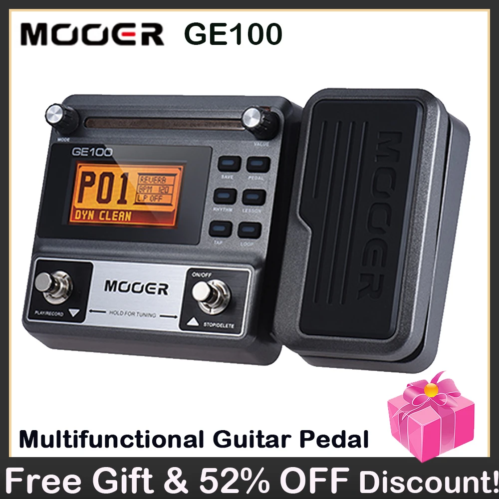 Mooer GE100 Pedale Multieffetto Per Chitarra - 66 Effetti, 23 Distorsioni, Ritmi Batteria