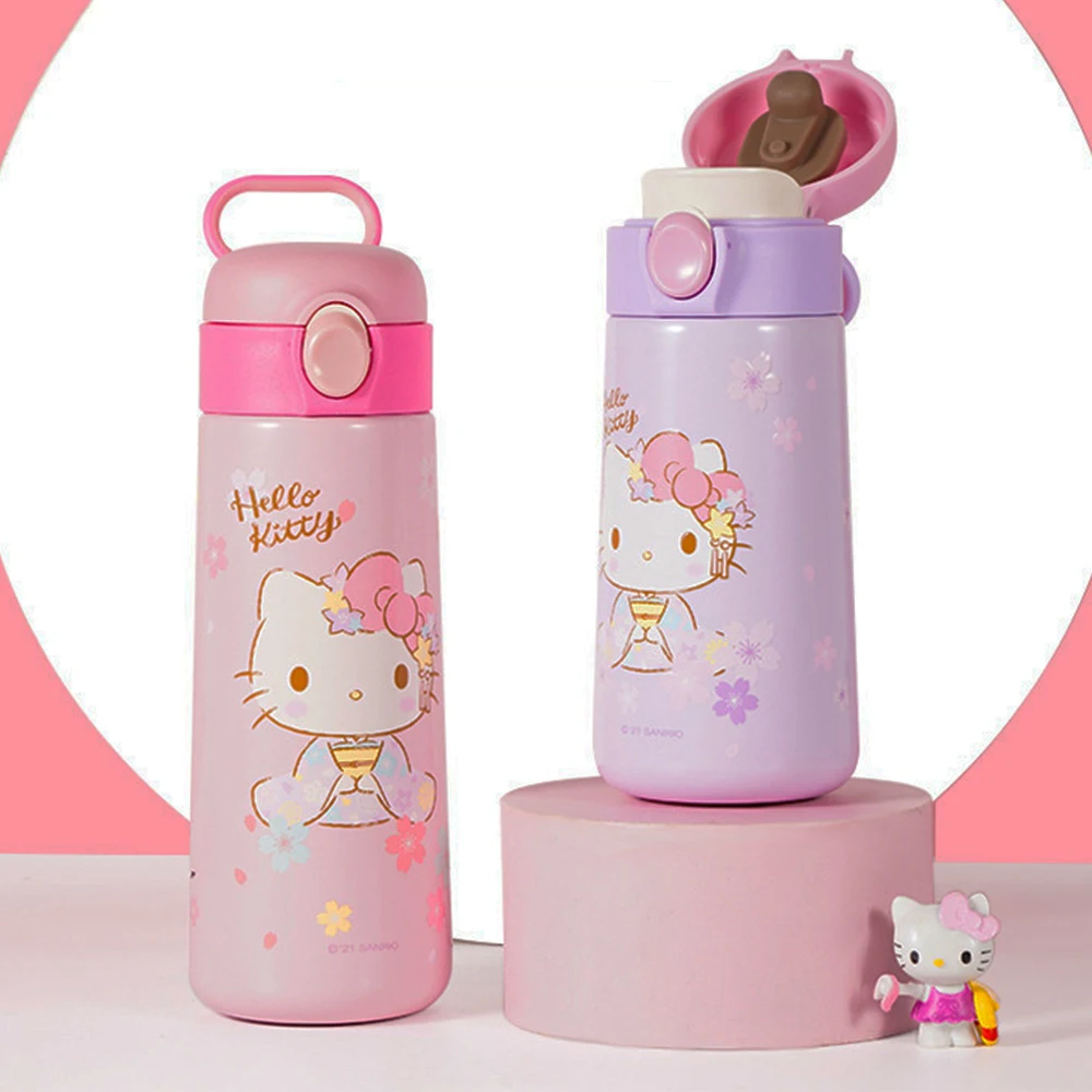 

Kawaii Sanrio, Hello Kitty термос чашка Kt Аниме Фигурка воды чашка 520 мл стальная Автомобильная портативная ручная чашка оригинальная мультяшная высокое качество