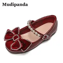 

Children Flat Shoes Pear Bow Girls Princess Leather Shoes Of Kids Non-slip Baby Girls Toddler Shoe Black Girls Designer Footwear