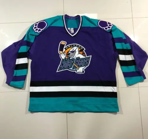 Vintage Orlando Solar Bears Hockey Jersey Embroidery Stitched Customize any number and name Jerseys