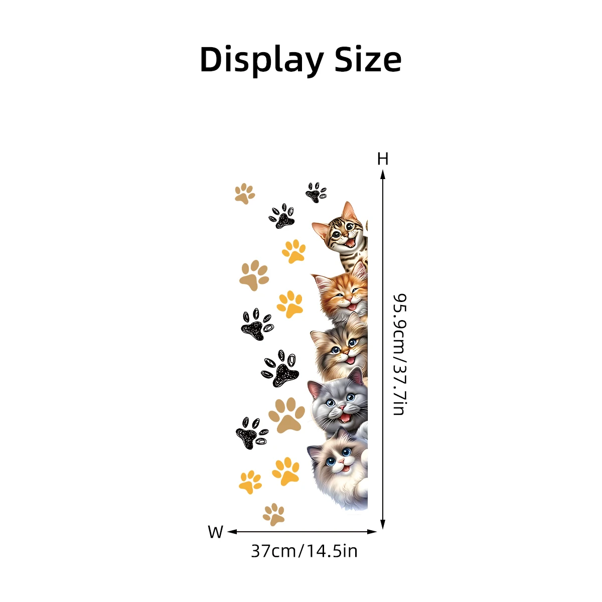 Wall Stickers 1Pc Watercolor Multiple Cute Cats Wall Stickers For Door Home Decor