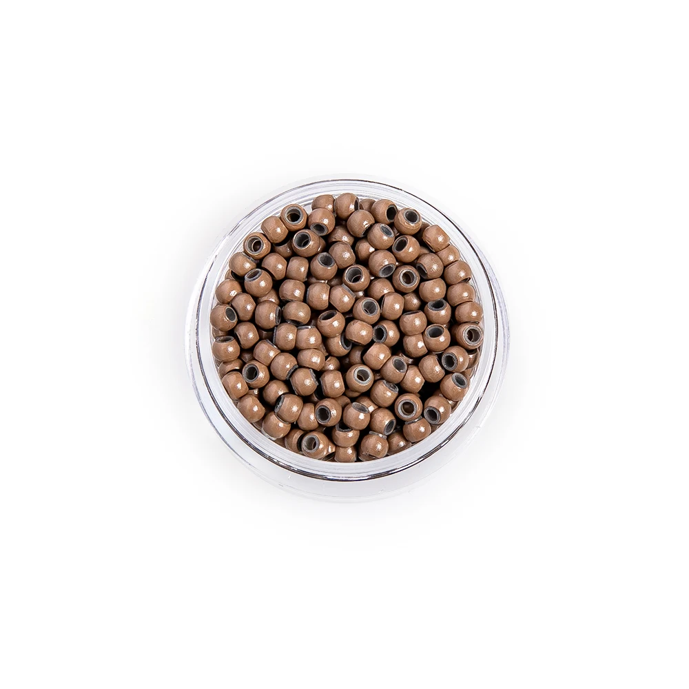 500 PCS Nano Silicone Lined Micro Rings Links Beads for I Tip Human Hair Extensions 3.0x1.8x2.2 mm(Light Brown)