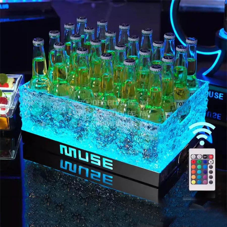 

12/24 бутылок RGB, сменное устройство для охлаждения, ведро для охлаждения напитков с дистанционным управлением, ведро для охлаждения напитков для декора бара и клуба