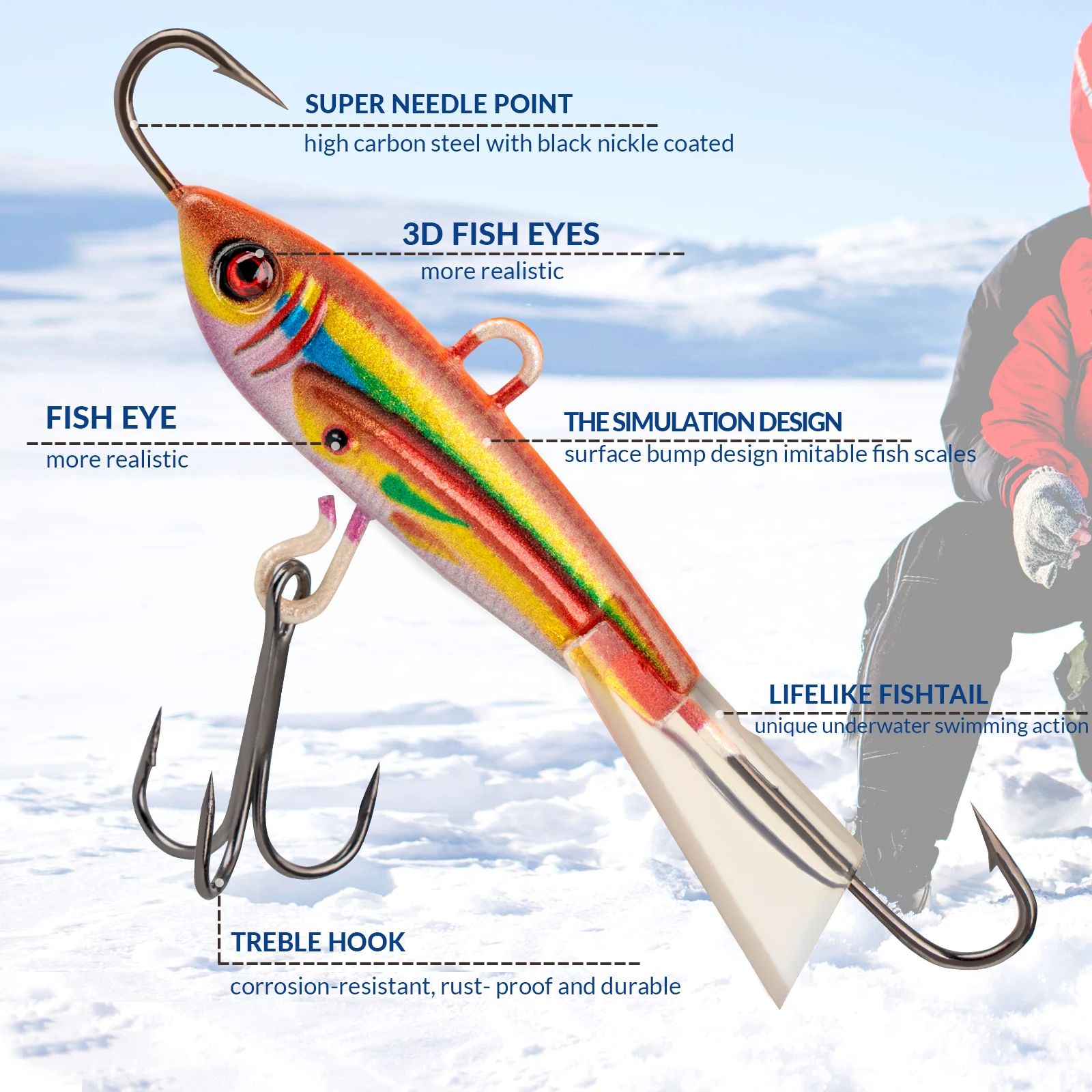 THKFISH Treble Hooks Ice Fishing Hooks Fishing Hooks Ice Fishing