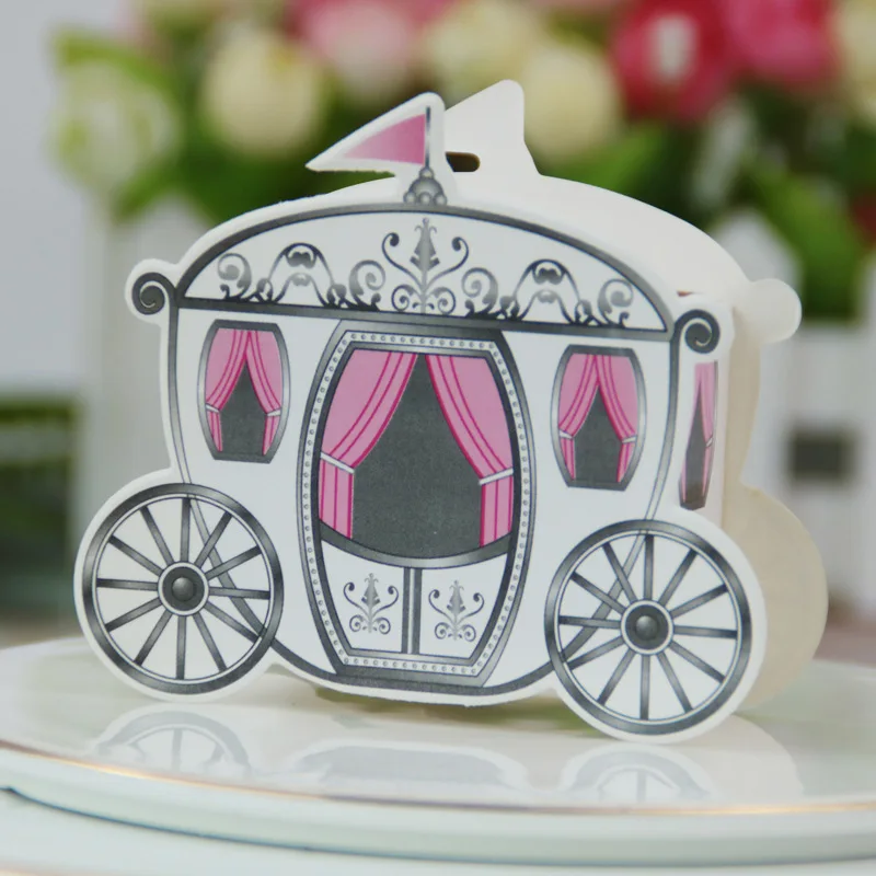 

50Pcs Romantic Wedding Decoration Fairy Tale Pumpkin Carriage Candy Box Party Favor Package Paper Box Chocolate Packaging Box