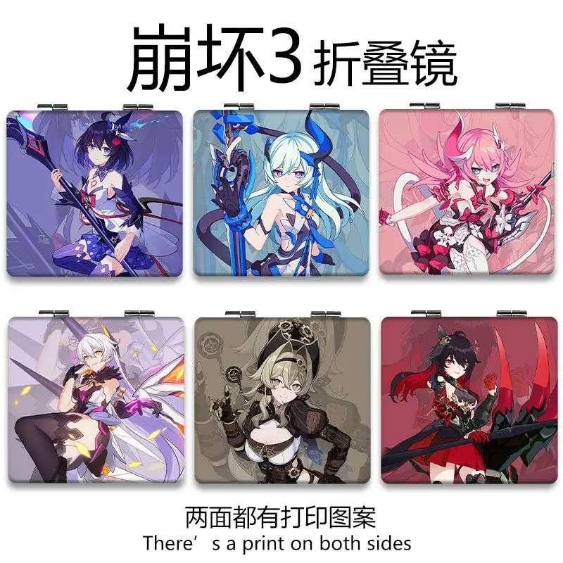 

Honkai Impact 3 Folding Cosmetic Mirror Elysia Bronya Zaychik Kiana Kaslana Portable Make-up Mirrors Anime Peripheral Products