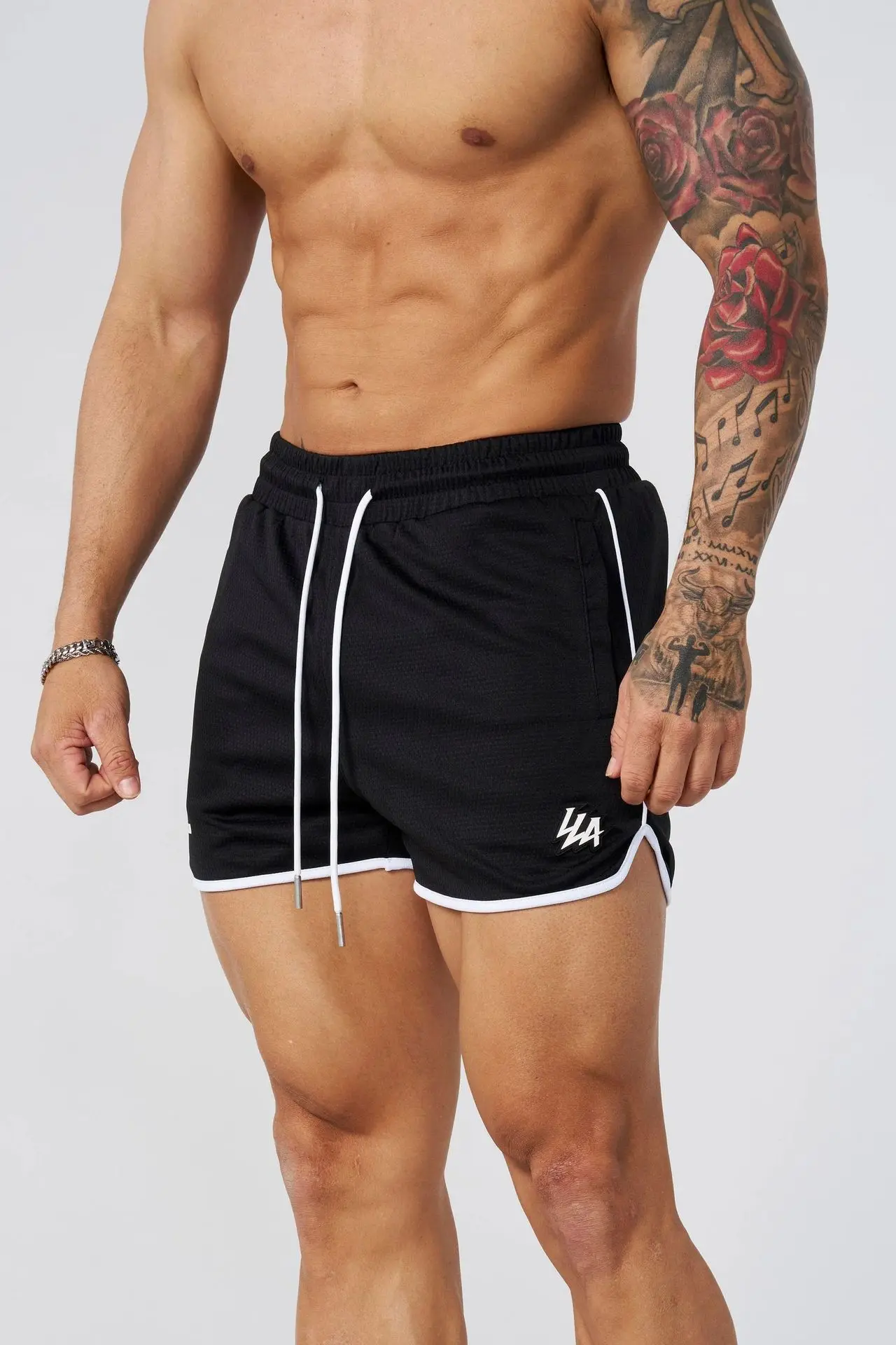 2025 YA men's shorts fine mesh quick-drying breathable printed casual shorts outdoor running training beach pants 3