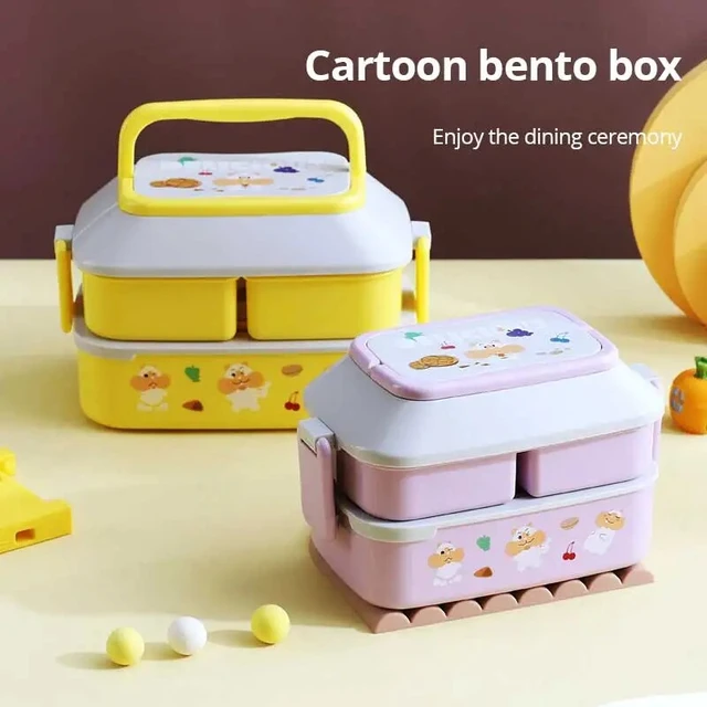 Bento Box Double Layer Children Snack Fruit Lunch Box Cartoon Bento Lunch  Box - AliExpress