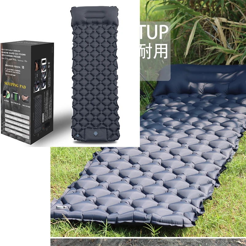 Inflatable Mattress Camping Mat Sleeping Bags Folding Pad Headrest Inflating Air Mat cot pad For