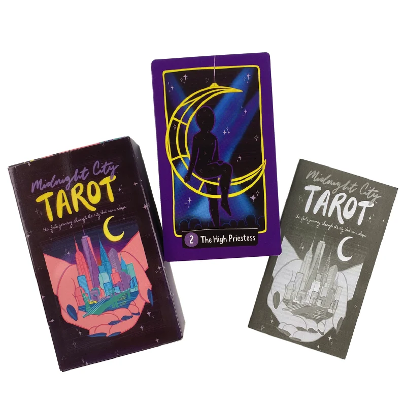 

12x7 большой размер, первый выпуск, колода Таро С полуночным городом, содержит 78 открыток, вытянутых вручную, с бумажным руководством, настольные игры