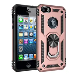 Magnetic Ring Silicone Phone Case Cover for iPhone 13 (Rose Gold)