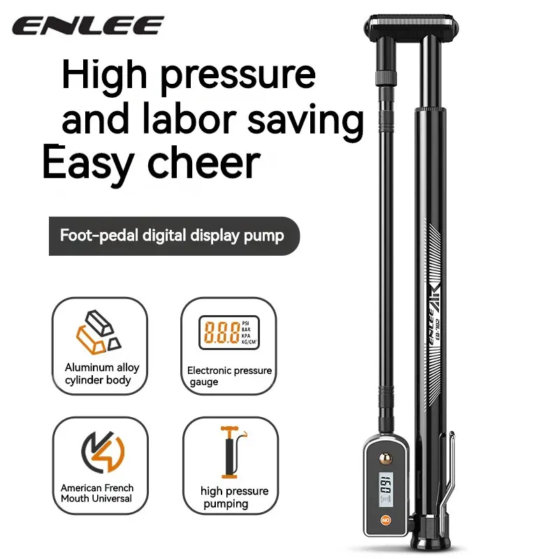 

ENLEE Bike Bicycle Pump Aluminum Alloy 160PSI High Pressure Hand Mini Bicycle Pump Tire Air Inflator Portable Bike Air Pump