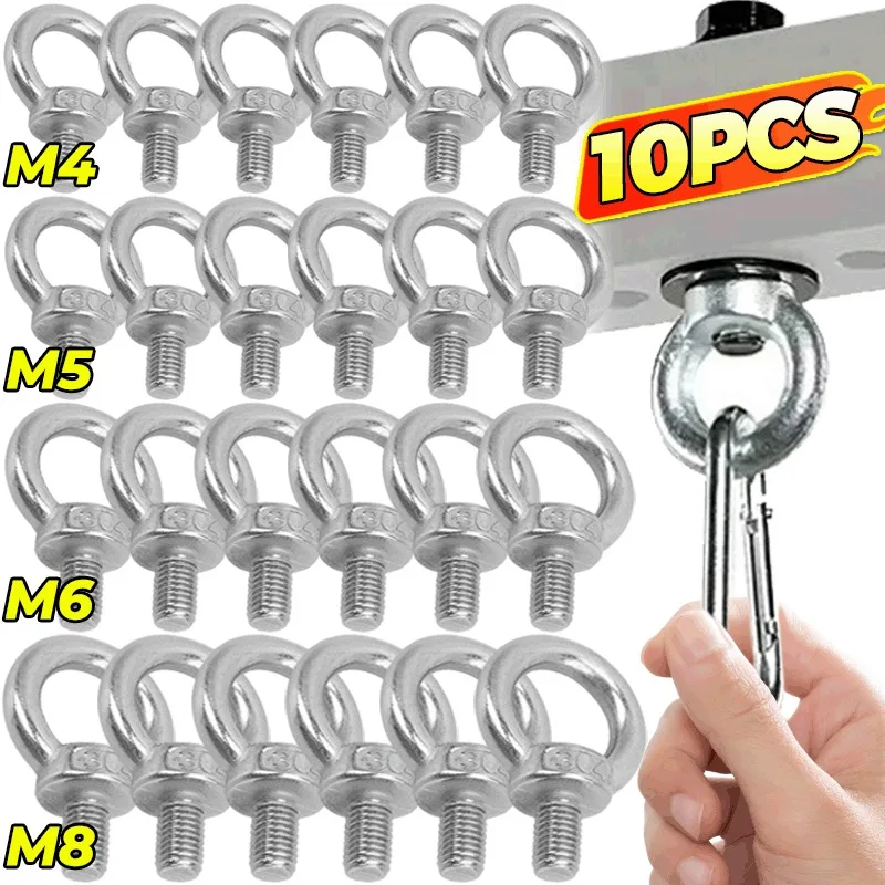 Pack Of 8 Ring Nuts, Stainless Steel M10 Eye Nuts, Ring Eyelets, Swing Hooks For Lifting Accessories - View #10