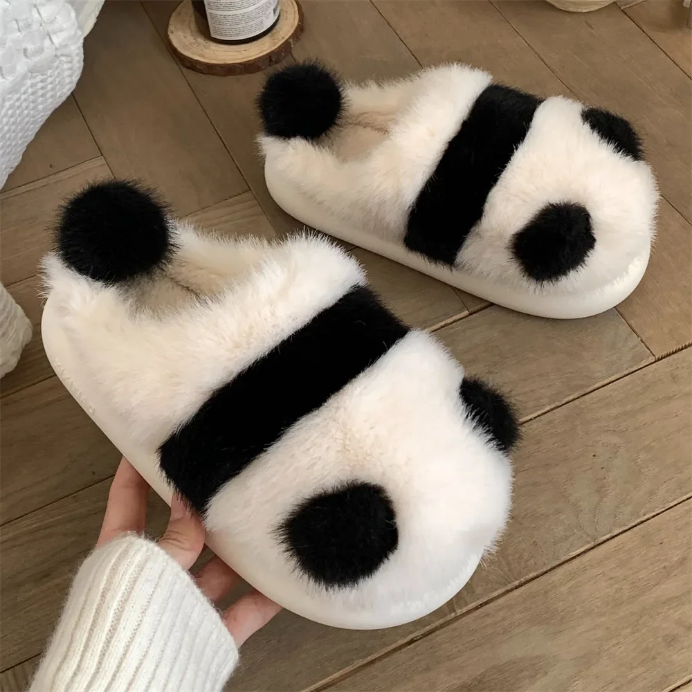 Women slippers cotton slippers warm slippers New Winter Women's Plush Slippers Soft Cute Panda Baotou Cotton Shoes Thickened Warm Home Anti Slip Soft Sole Shoes Girl