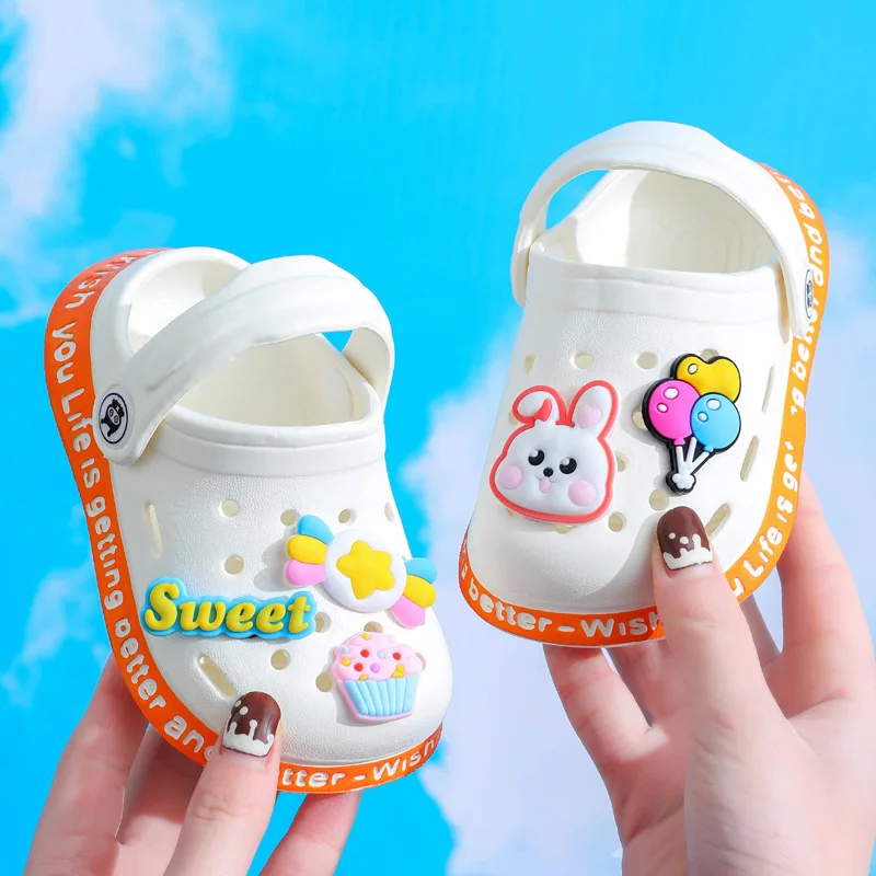 Summer sandals kids Mules Baby Boys Girls Cartoon baby Sandals Flat Heels Solid Cartoon Slippers Children's Garden Shoes woman sandals hollow breathable mesh sandals thin high heels slippers summer vintage square toe mules femme shoes pumps sandals