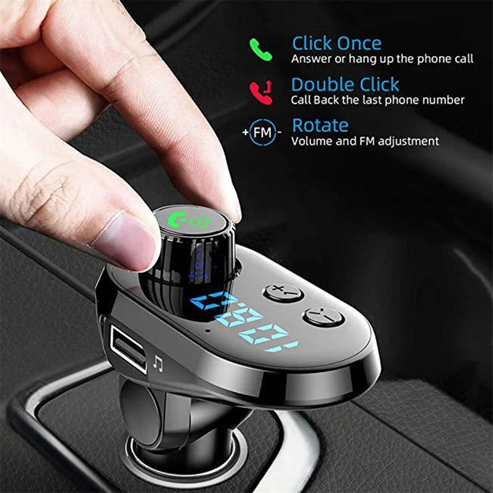 Car Handsfree Wireless Bluetooth 5.0 Kit FM Transmitter Car LCD Display MP3 Player USB Charger FM Modulator Accessories