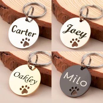 Etichetta identificativa personalizzata per animali domestici - Telefono con nome inciso gratuito - Targhetta con stampa zampa cava per accessori collare per cani e gatti Anti smarrimento
