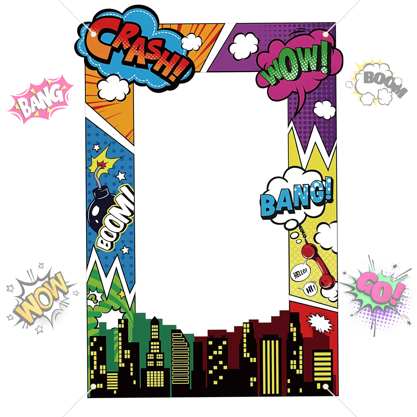 Super Hero Photo Prop Hero Birthday Party Decor Photo Booth Frame Party Banner Backdrop Colorful Background