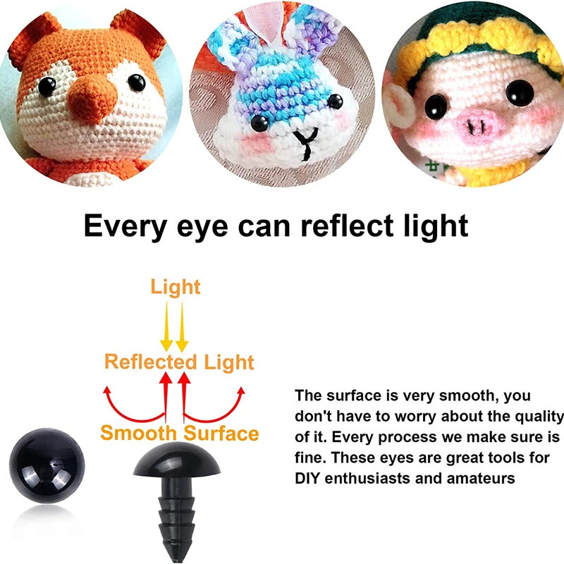 Doll Eye Accessories Wholesale Black Plastic Crafts Screw Eye Decoration 6/8/10mm DIY Set Teddy Bear Doll Decoration Accessories