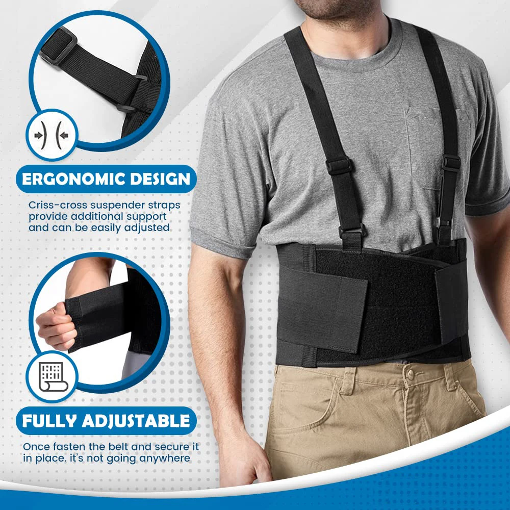 Cinturón de soporte Lumbar para entrenamiento de levantamiento de pesas,  tirantes de soporte de cintura, espalda baja, ejercicio de Fitness, trabajo