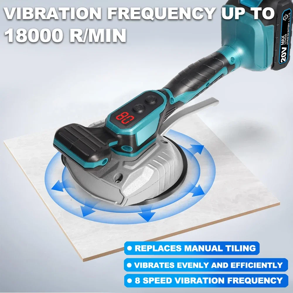 Cordless 21v Tiling Machine 8 Gear Tiles Vibrator Suction Cup Automatic Floor Leveling Power Tool Makita 18V Battery Tiling Machine