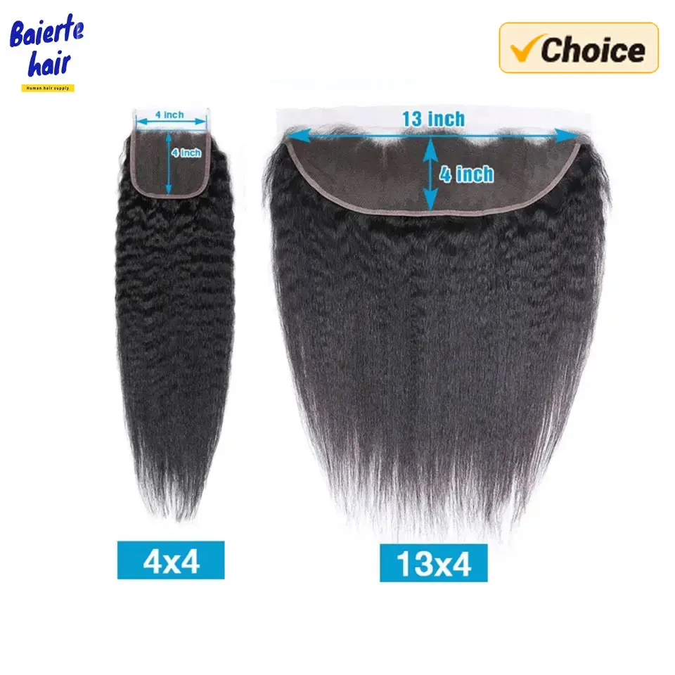 Kinky Straight 22 24inch 13x4 Lace Frontal Only Pre Plucked With Baby Hair Yaki Hair 4x4 Closure Remy Human For Black Women