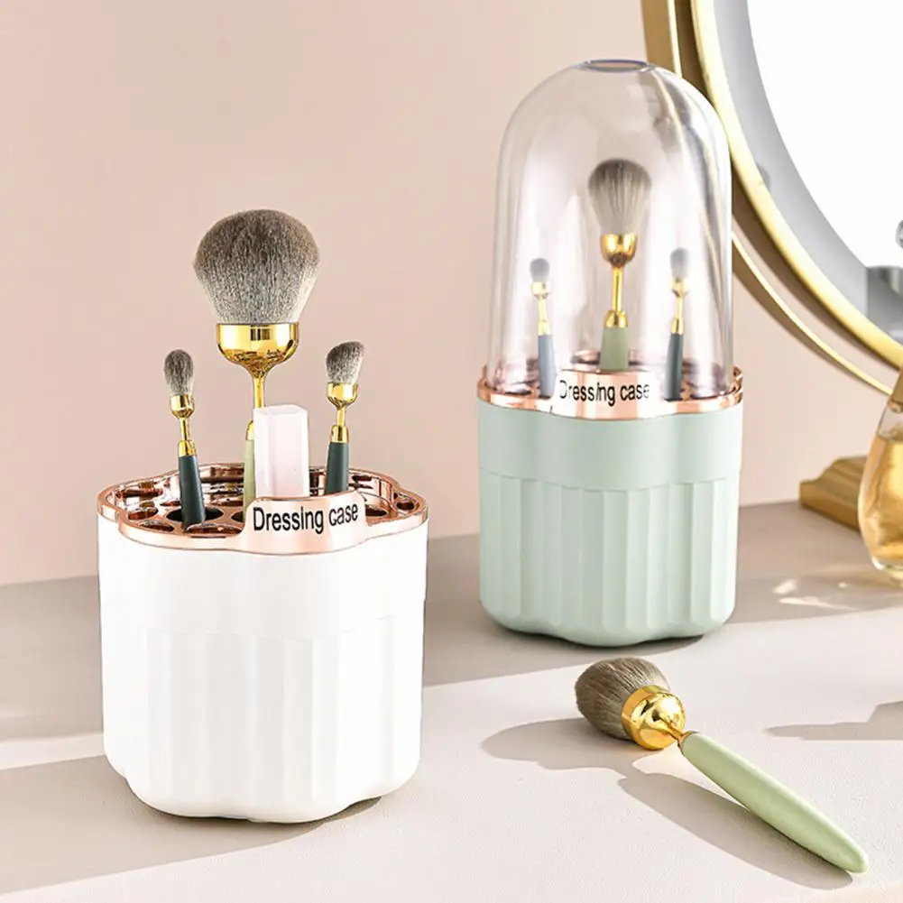 

360° Rotating Makeup Brushes Holder Portable Desktop Makeup Organizer Cosmetic Storage Box Make Up Tools Jewelry Container