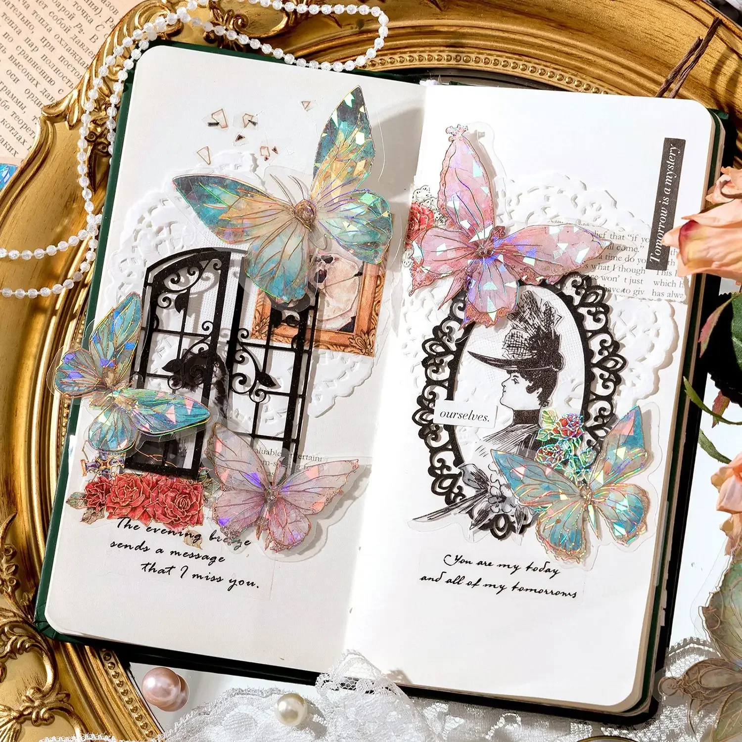 80 Pcs Holographic Glitter Butterfly Stickers - Transparent Waterproof Decals For Scrapbooking, Phones, Laptops, Journals - View #4