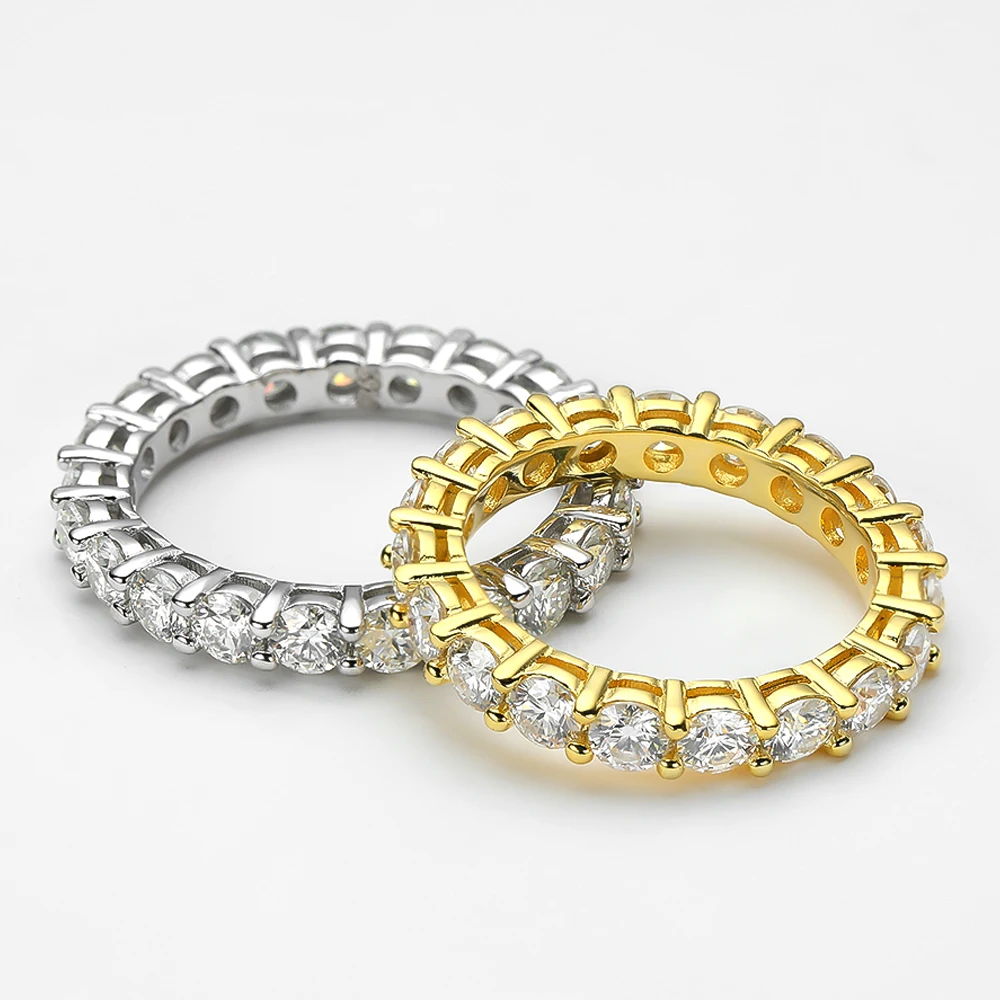 Moissanite Row Rings Silver 18K