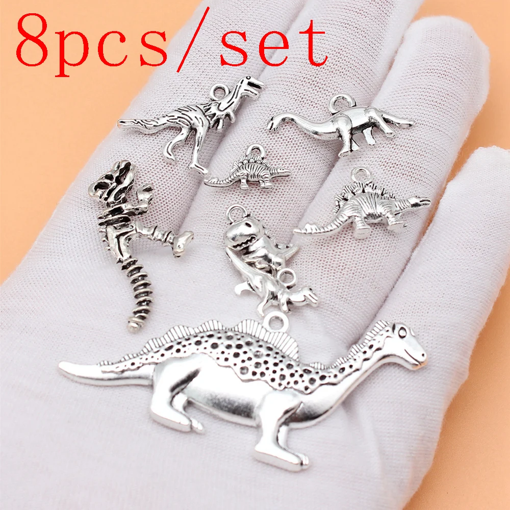 

New In Dinosaur Charms Jewelry Making Supplies Crafts 8pcs/set
