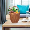Foldable Picnic Basket Wicker Tray Decor Daily Supplies Multi-function Storage Shopping Bins with Lids 3