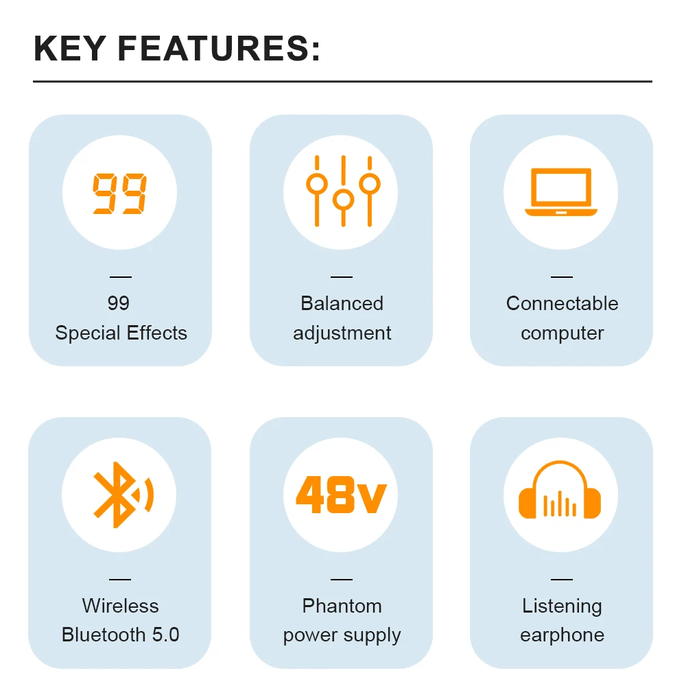 LEUS BOS4/6 Channel 99 DSP Effect Audio Mixer Record PC 48V Phantom Power USB Sound Mixers Bluetooth DJ Console Mixing for Karaoke