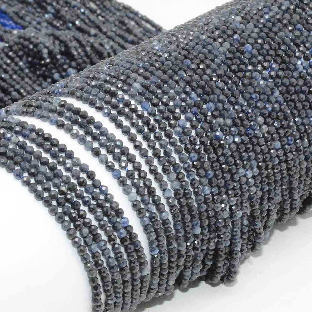 Loose gemstone beads,loose beads Natural Dark Sapphire Faceted Round Beads 2.3mm / 3mm