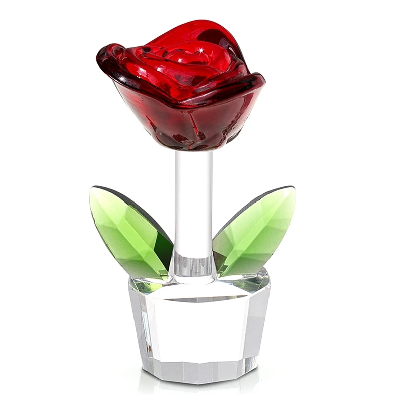 

Mini Crystal Roses Flower Figurines Glass Home Decor Ornaments Collectible Figurine Romantic Gift For Girlfriend,For Mom