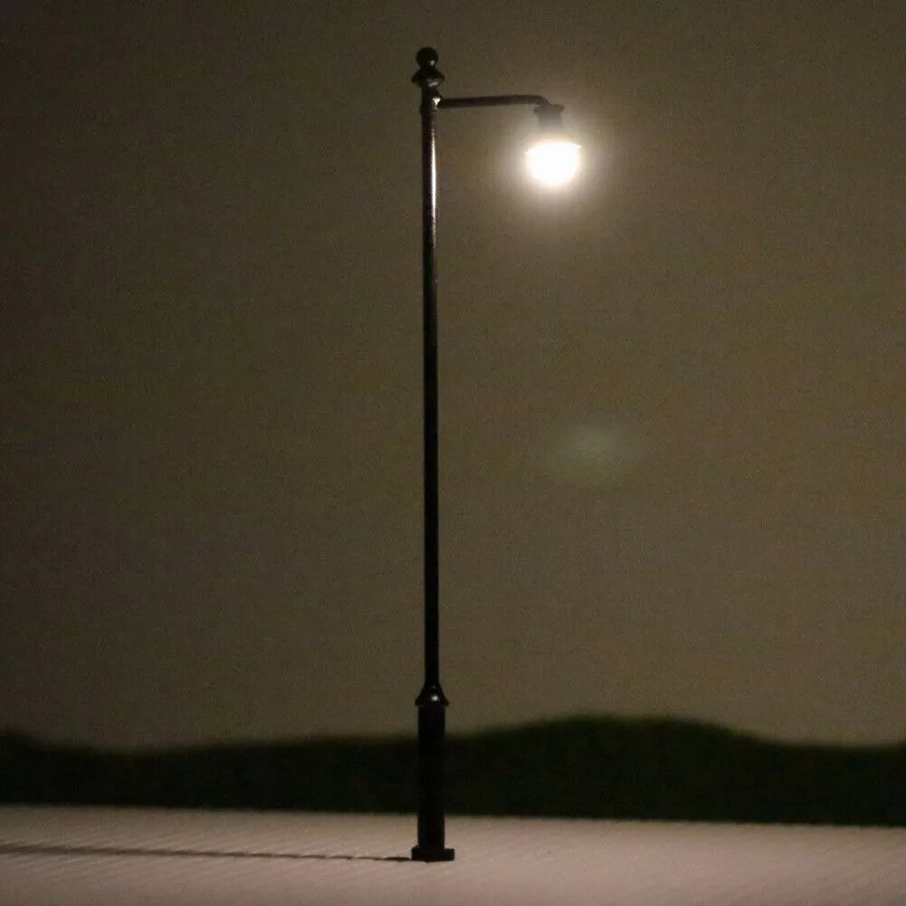5pcs Model Railway 1:87 Lamp Post Street Lights HO OO Scale LEDs 3.54in Yard Garden Decorative Micro Landscape Decoration Lamp 2